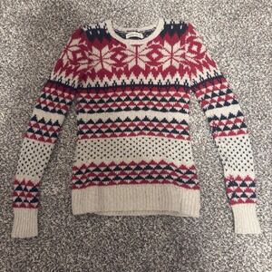 American Eagle Outfitters Women Angora Snowflakes Crewneck Sweater Size Xs